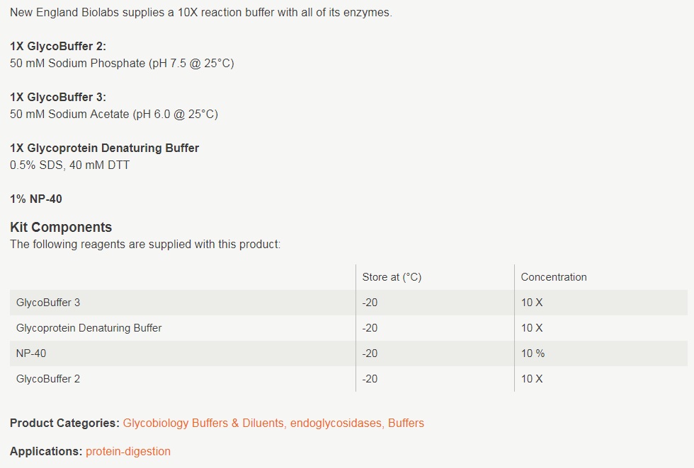 Endoglycosidase Reaction Buffer Pack            货   号                  #B0701S