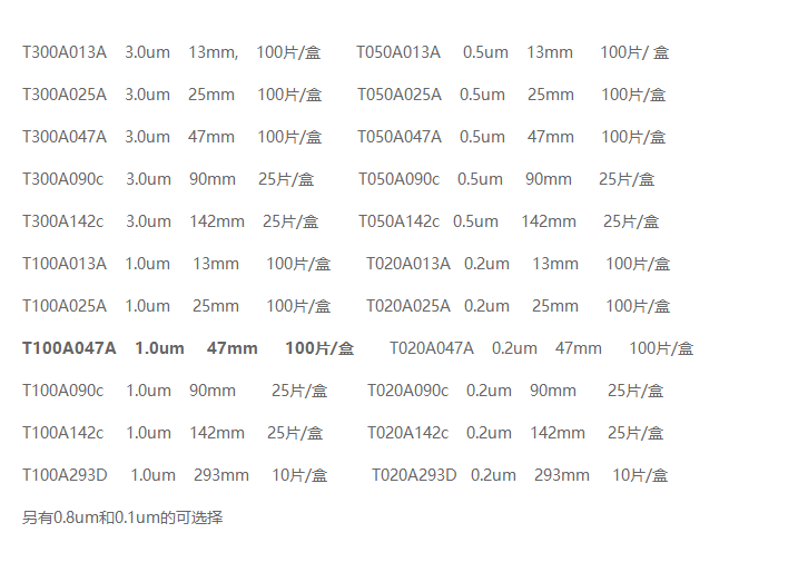 ADVANTEC孔径1um疏水PTFE膜T100A025A